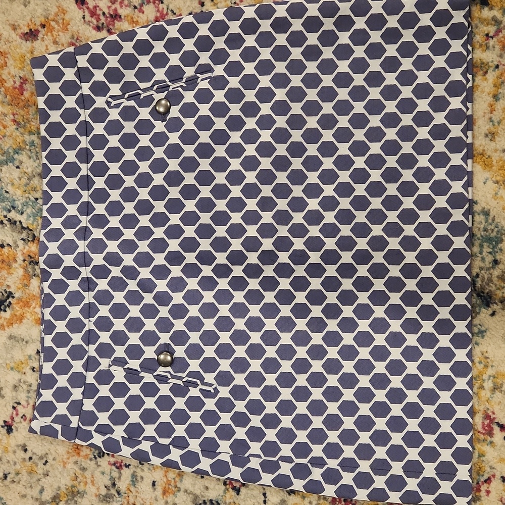 LOFT Purple and White Hexagon Skirt